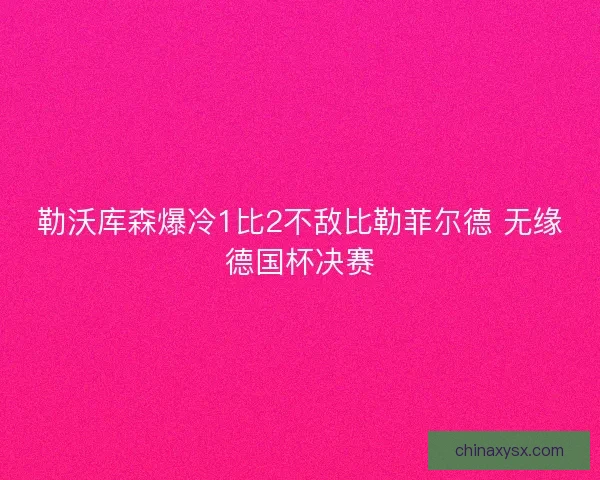 勒沃库森爆冷1比2不敌比勒菲尔德 无缘德国杯决赛